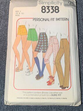 Simplicity Misses Short Pant Sewing Pattern Size 10-12 8338 Uncut 1970s